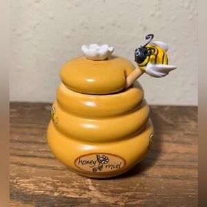 Honey Miel Ceramic Honey Pot with Bee